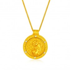 999足金古法鑲天然鑽石套鏈